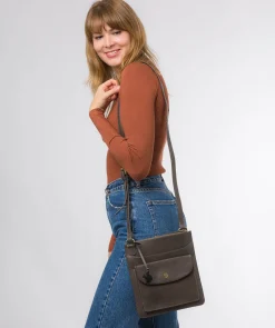 Lauryn' Slate Leather Cross Body Bag