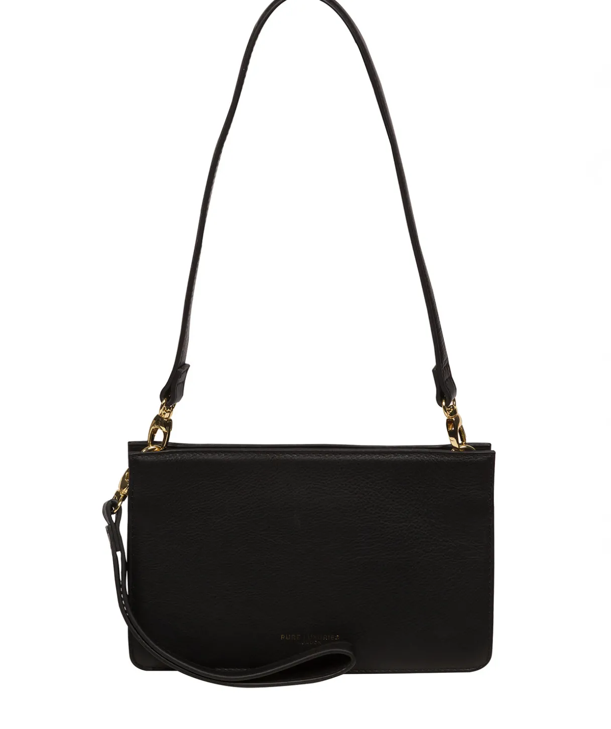 Layla' Black Nappa Leather Clutch Phone Bag