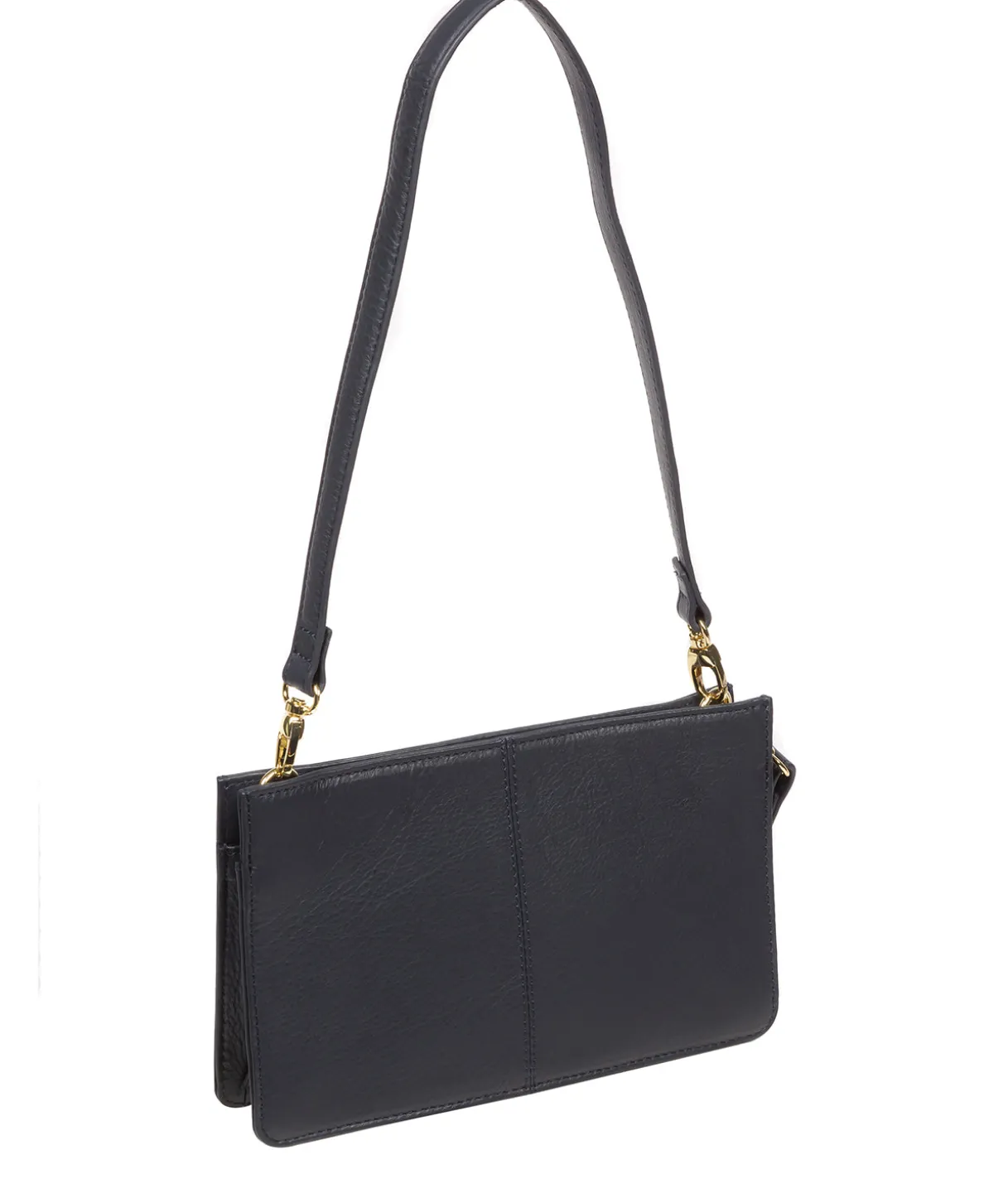 Layla' Navy Nappa Leather Grab Clutch Phone Bag