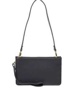 Layla' Navy Nappa Leather Grab Clutch Phone Bag