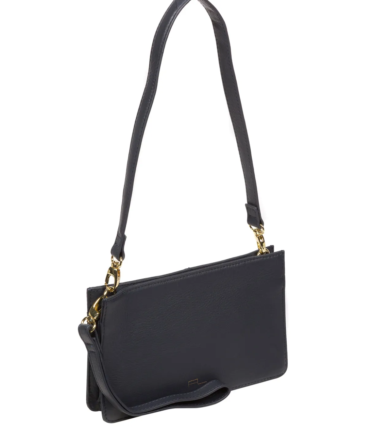 Layla' Navy Nappa Leather Grab Clutch Phone Bag