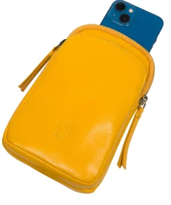 Leia' Lemon Drop Leather Cross Body Phone Bag