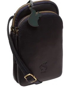 Leia' Navy Leather Cross Body Phone Bag