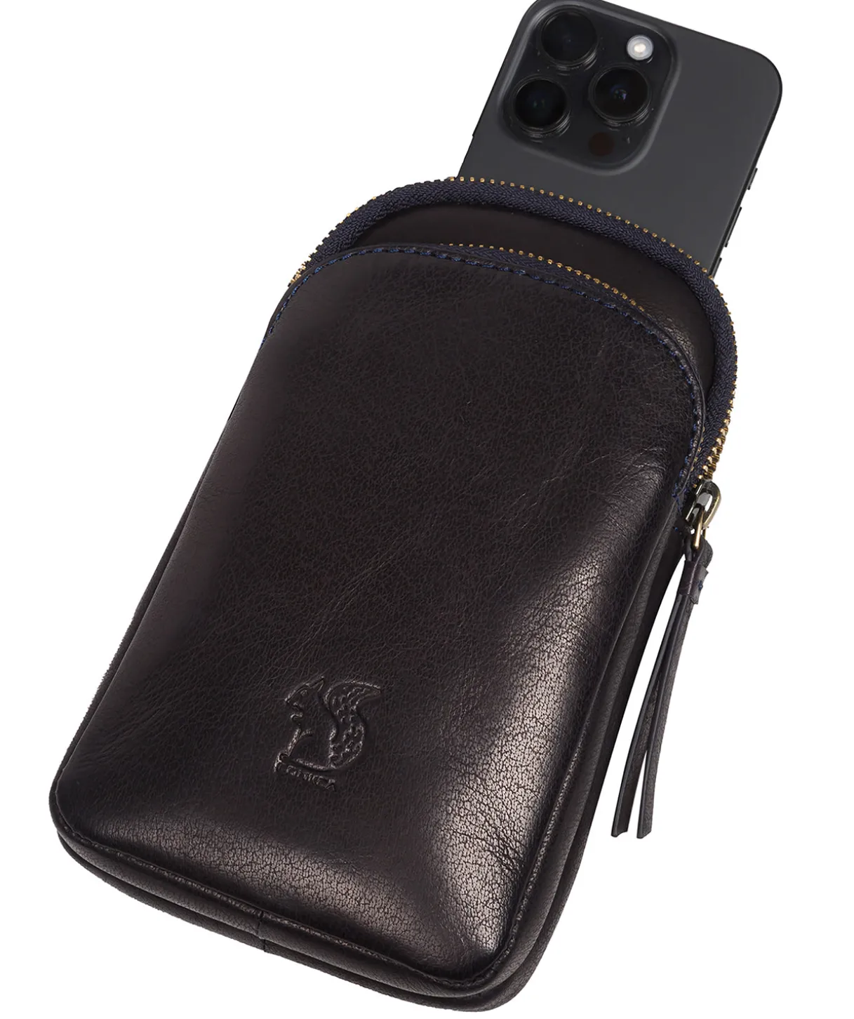 Leia' Navy Leather Cross Body Phone Bag
