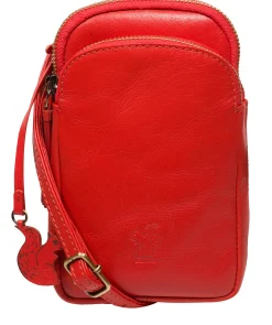 Leia' Orangeade Leather Cross Body Phone Bag
