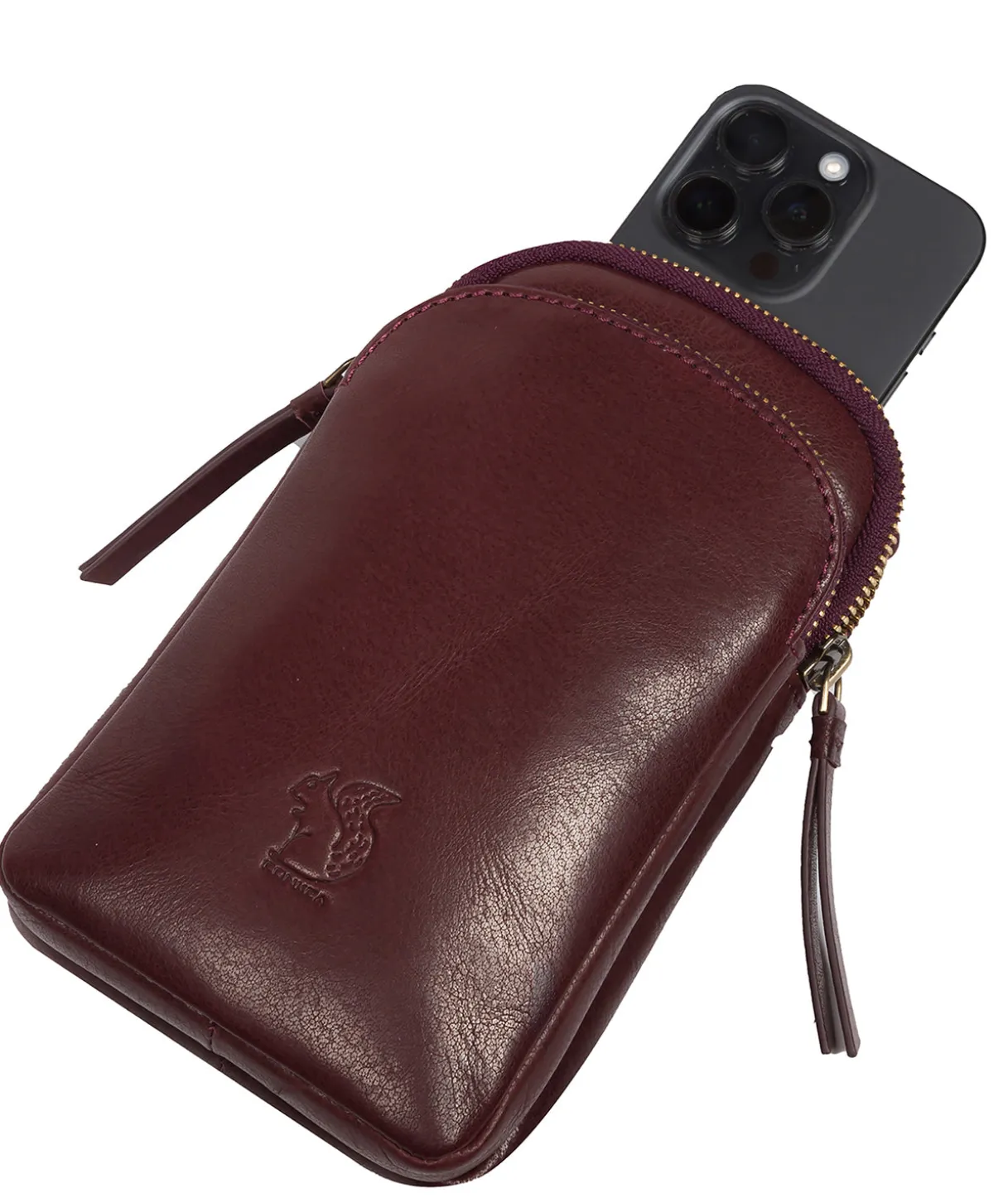 Leia' Plum Leather Cross Body Phone Bag