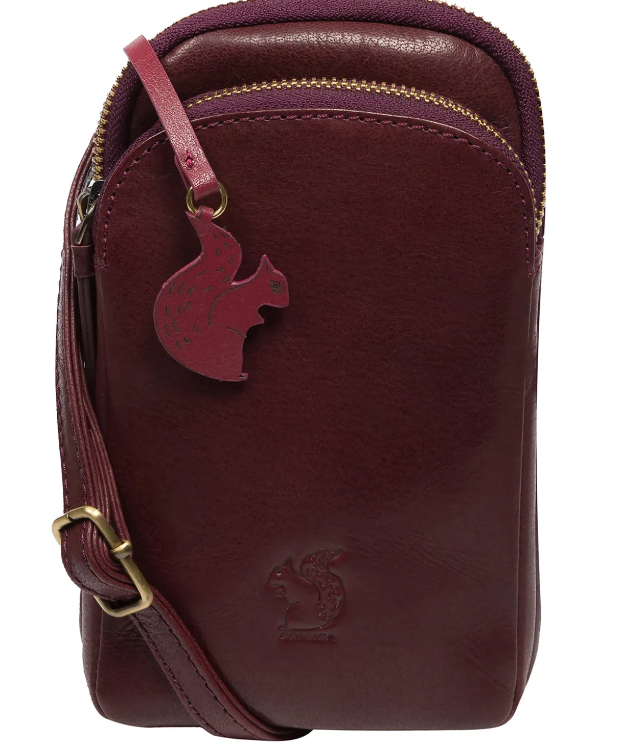 Leia' Plum Leather Cross Body Phone Bag