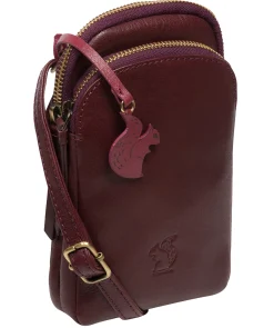 Leia' Plum Leather Cross Body Phone Bag