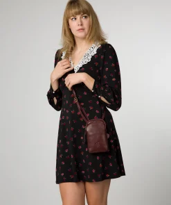 Leia' Plum Leather Cross Body Phone Bag