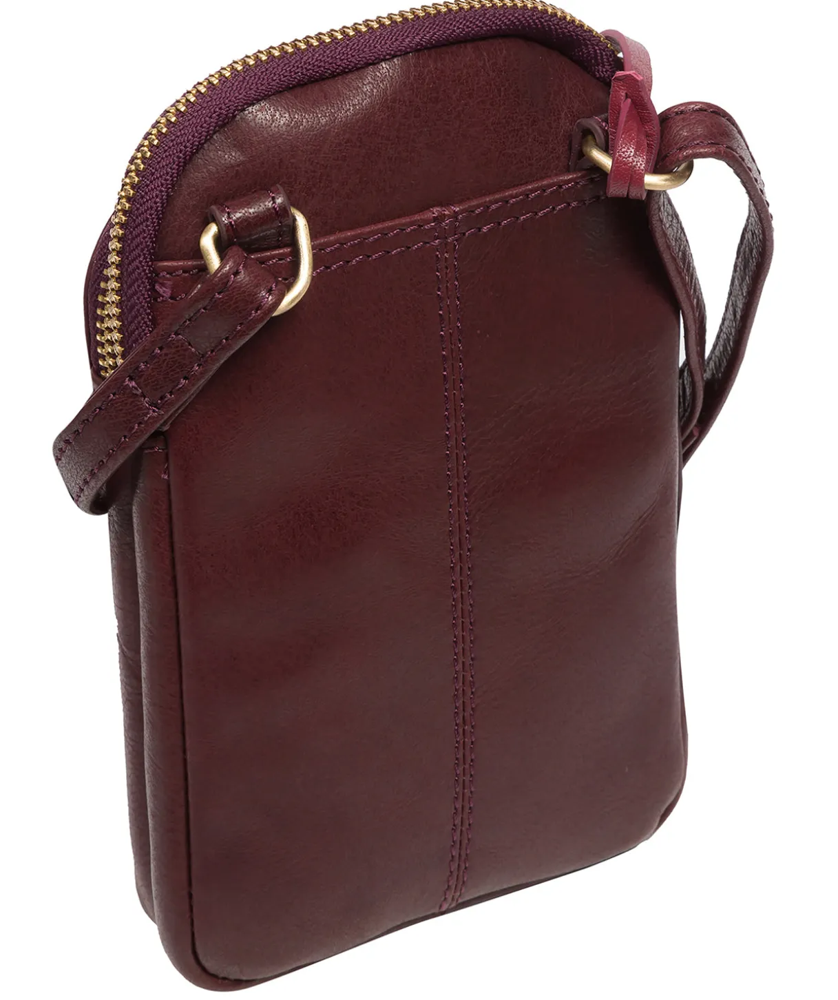 Leia' Plum Leather Cross Body Phone Bag