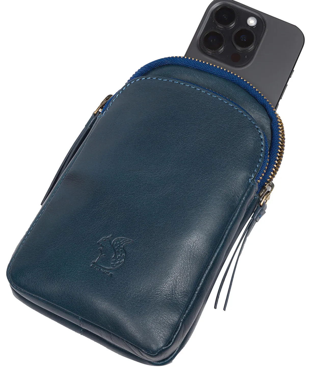 Leia' Snorkel Blue Leather Cross Body Phone Bag