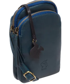 Leia' Snorkel Blue Leather Cross Body Phone Bag