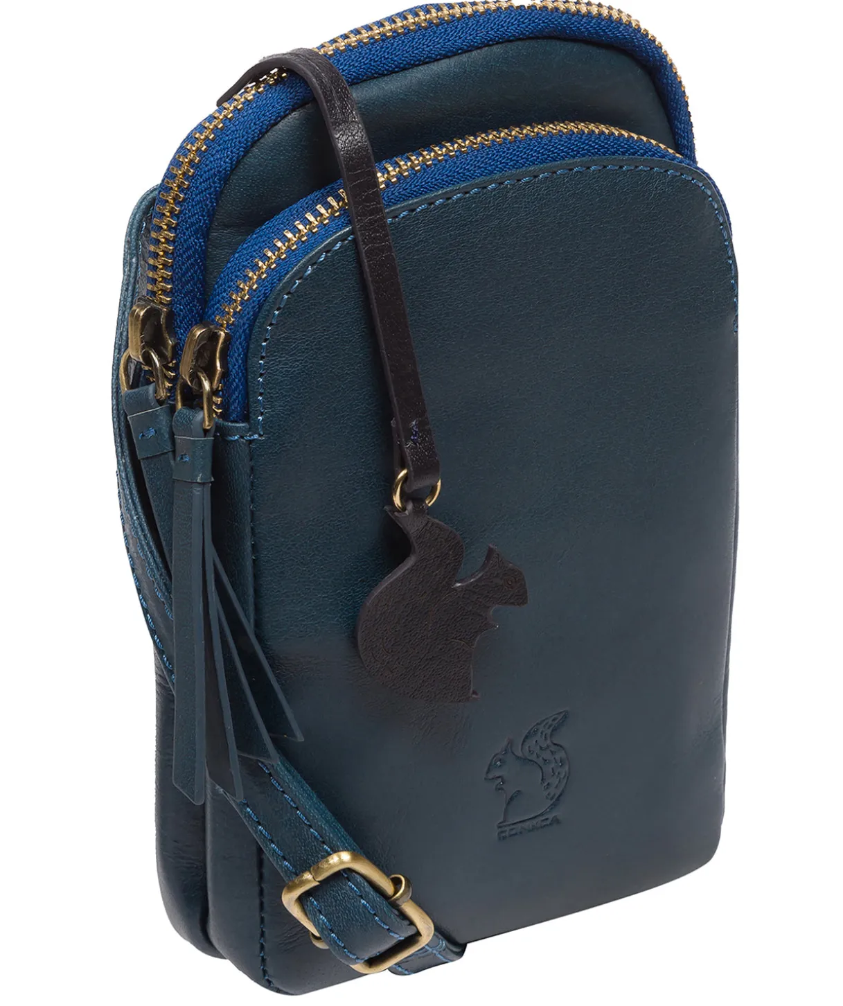 Leia' Snorkel Blue Leather Cross Body Phone Bag