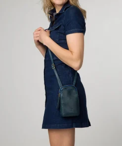 Leia' Snorkel Blue Leather Cross Body Phone Bag