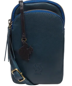 Leia' Snorkel Blue Leather Cross Body Phone Bag