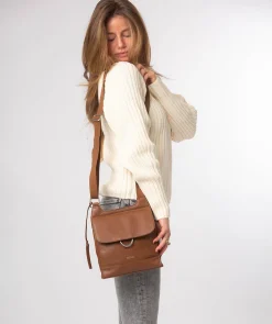 Leigh' Rich Tan Leather Cross Body Bag