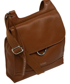 Leigh' Rich Tan Leather Cross Body Bag