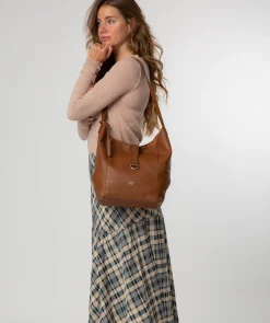 Leilani' Tan Leather Shoulder Bag