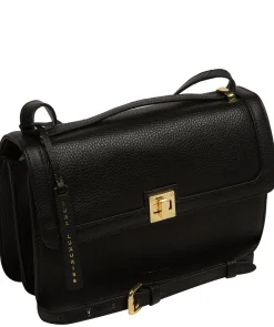 Leonie' Black Leather Cross Body Bag