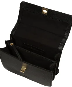 Leonie' Black Leather Cross Body Bag