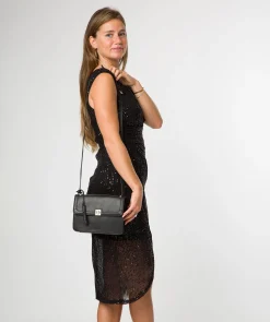 Leonie' Black Leather Cross Body Bag