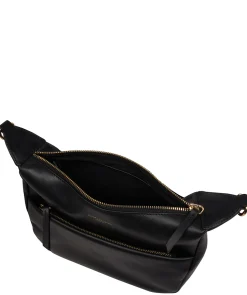 Leonora' Black Leather Cross Body Bag