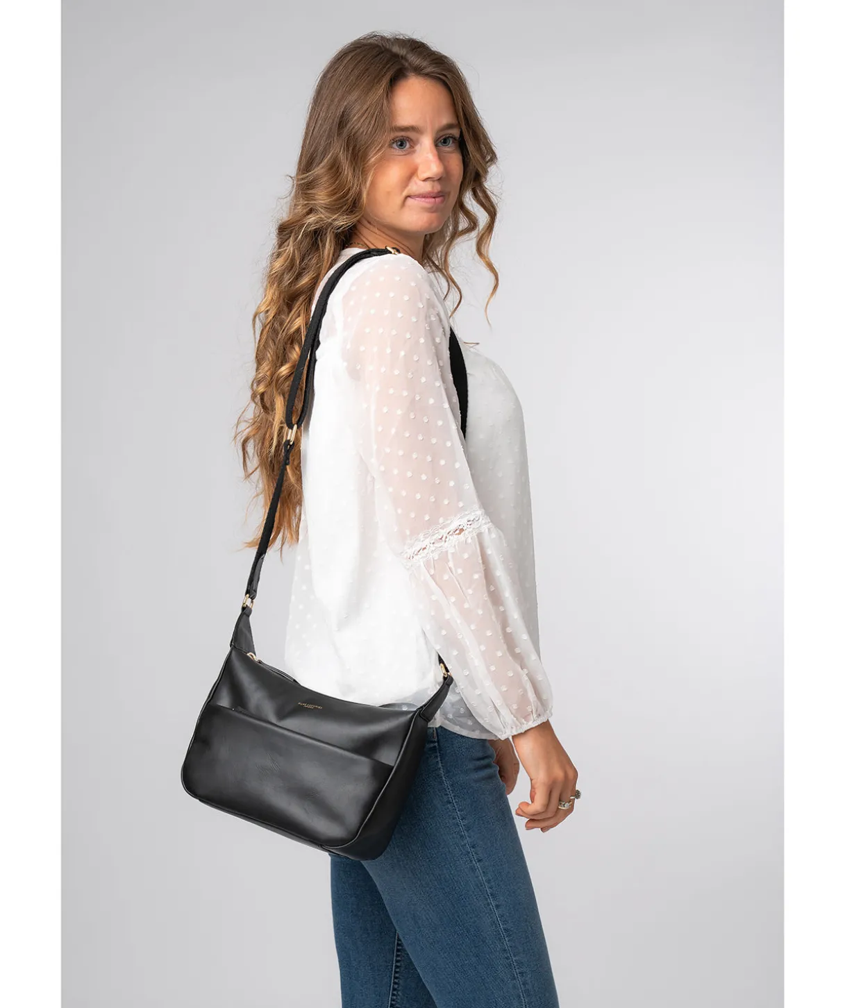 Leonora' Black Leather Cross Body Bag