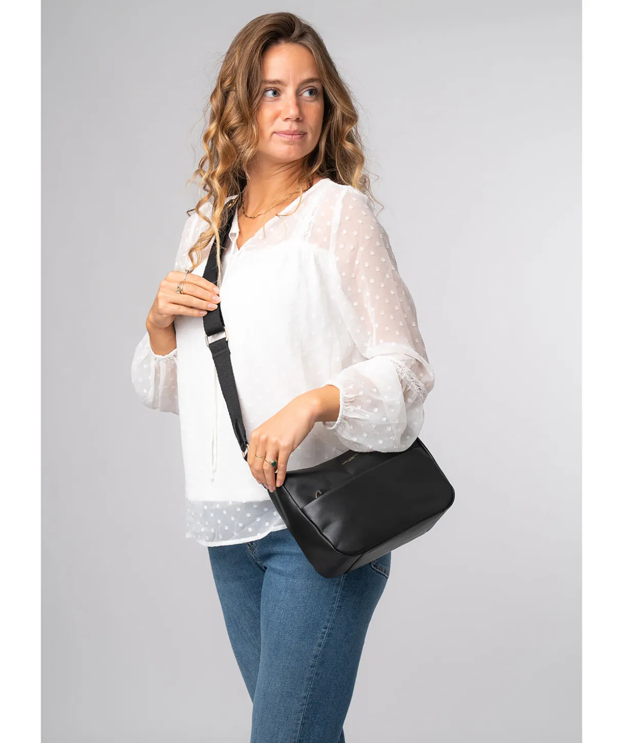 Leonora' Black Leather Cross Body Bag