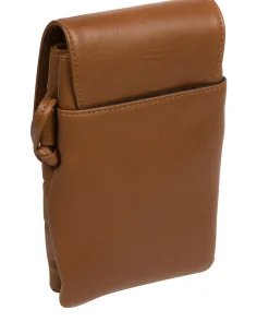 Lilian' Chestnut Nappa Leather Cross Body Phone Bag