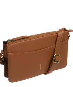 Lily' Tan Leather Cross Body Phone Bag