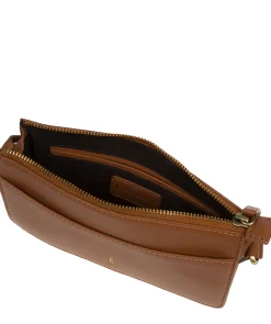 Lily' Tan Leather Cross Body Phone Bag