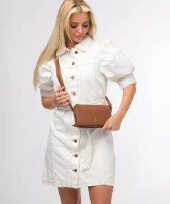 Lily' Tan Leather Cross Body Phone Bag