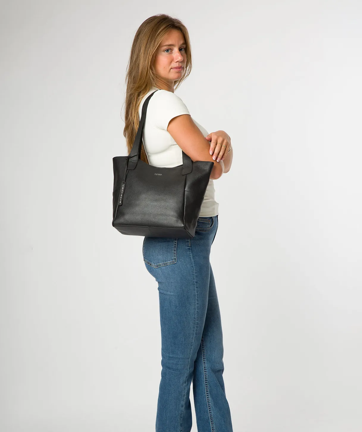 Lisette' Black Leather Tote Bag