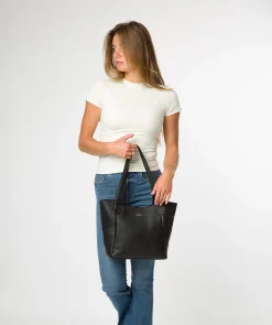 Lisette' Black Leather Tote Bag