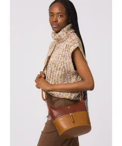 Little Kristin' Dark Tan & Conker Brown Leather Shoulder Bag