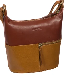 Little Kristin' Dark Tan & Conker Brown Leather Shoulder Bag