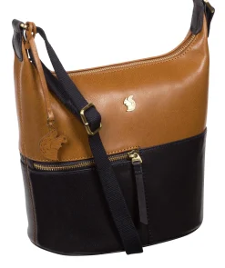 Little Kristin' Navy & Dark Tan Leather Shoulder Bag