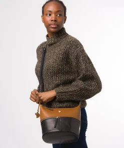 Little Kristin' Navy & Dark Tan Leather Shoulder Bag