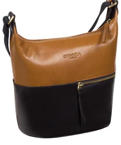 Little Kristin' Navy & Dark Tan Leather Shoulder Bag