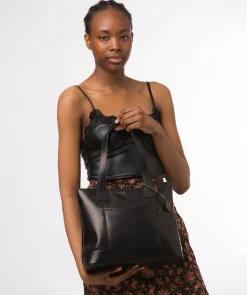 Little Patience' Black Leather Tote Bag
