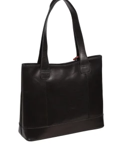 Little Patience' Black Leather Tote Bag
