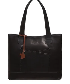 Little Patience' Black Leather Tote Bag