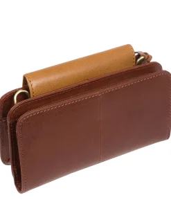 Little Wonder' Conker Brown & Dark Tan Leather Cross Body Clutch Bag
