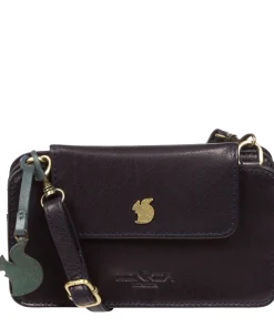 Little Wonder' Navy Leather Cross Body Clutch Bag