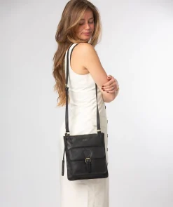 Lucienne' Black Leather Cross Body Bag