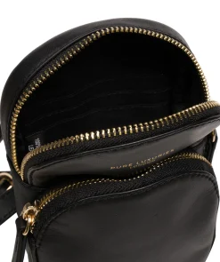 Luna' Black Leather Cross Body Phone Bag