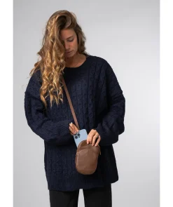 Luna' Chestnut Leather Cross Body Phone Bag
