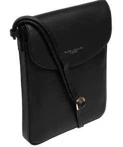 Lyra' Black Leather Cross Body Phone Bag