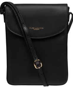 Lyra' Black Leather Cross Body Phone Bag