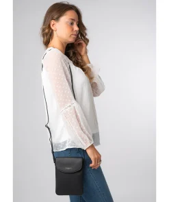 Lyra' Black Leather Cross Body Phone Bag